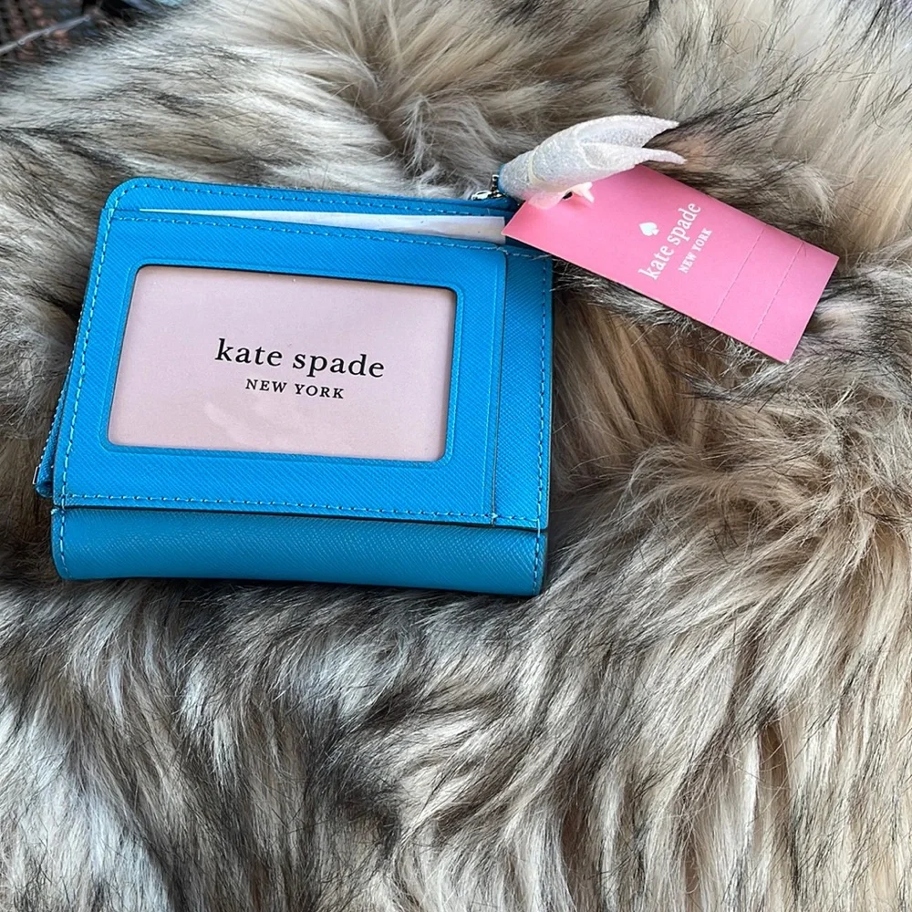 Kate Spade ♠️ New York Small Zip Bifold Wallet Oceanside - Picture 1 of 8